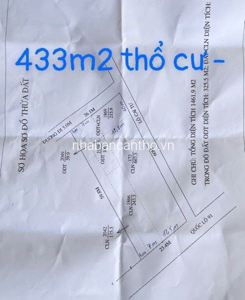 Bán đất 3 mặt tiền đường quốc lộ 91 cần thơ, cách trung tâm chợ thốt nốt bán kính khoảng 1000m